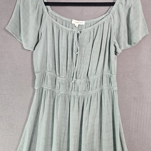 Rewind Fairy Milk Maid Midi Teir Flowy Dress Sage Green Cottagecore Size Large - Picture 2 of 10